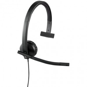 Logitech H570E Auriculares Mono con Microfono USB - Microfono Plegable - Diadema Ajustable - Almohadilla Acolchada - Controles