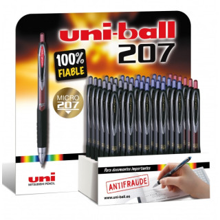 Uni-ball UMN-207 Signo Expositor de 36 Rollers - Punta de Bola 0.5mm - Grip de Caucho Antifatiga - Tinta Pigmentada Resistente