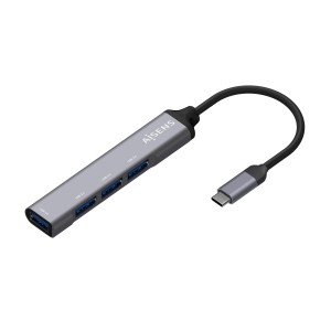 Aisens Hub USB 3.1 USB-C - USB-C Macho a 4xTipo A Hembra - 10cm - Color Gris
