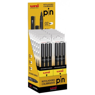 Uni-ball Uni Pin Expositor con 12 Estuches de 3 Rotuladores Calibrados 0.2