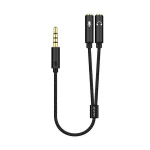 Aisens Cable Adaptador Audio JACK 3.5 4 Pines/M-2xJACK 3.5 3 Pines/H - 25cm - Color Negro