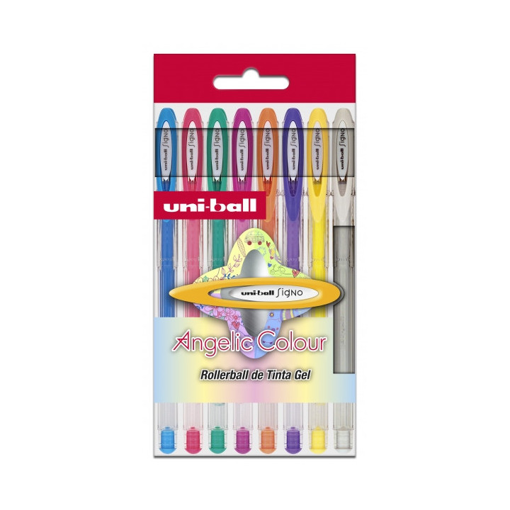 Uni-ball Signo Angelic Pack de 8 Rollers de Tinta Gel - Punta de Bola 0.7mm - Tinta Resistente al Agua y Luz - Escribe en Papel