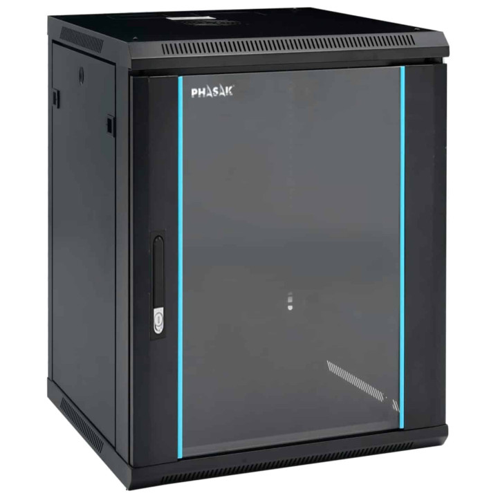 PHASAK Rack mural 19" Phasak Pro  15U  600x450 Montado (Incluyen 2 vent