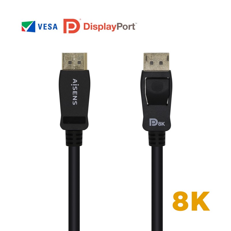 Aisens Cable Displayport Certificado V1.4 8K@60hz - DP/M-DP/M - 2.0m - Color Negro Aisens Cable Displayport Certificado V1.4 8K@60hz - DP/M-DP/M - 2.0m - Color Negro