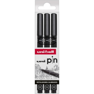 Uni-ball Uni Pin Pack de 3 Rotuladores Calibrados 0.2