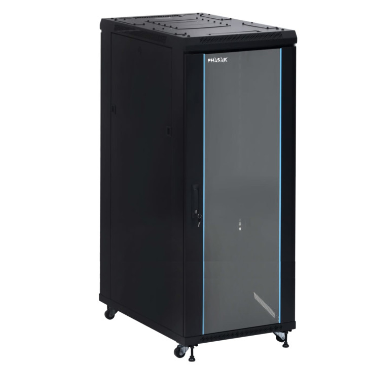 PHASAK Armario Rack 19" Phasak Pro 37U  600x800 Montado (Incluye: 2 bandejas de 19? + Regleta electrica 19? + Juego de ruedas +