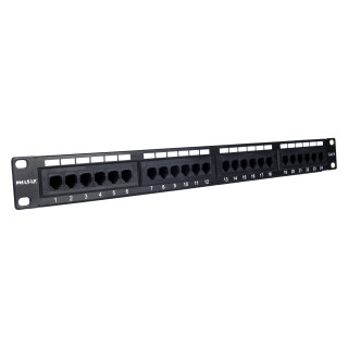 PHASAK Panel transferencia UTP 19" Cat. 6  dual 24p.1U PHASAK negro