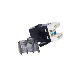 PHASAK Conector Keystone UTP RJ 45 Hembra Cat. 6 Dual Block Phasak 180º negro