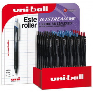 Uni-ball SXN-157 JetStream Sport Expositor de 36 Boligrafos Retractiles - Punta de Bola 0.7mm - Tinta Pigmentada Resistente al