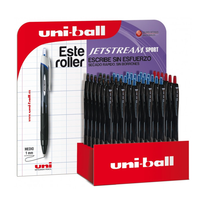 Uni-ball SXN-157 JetStream Sport Expositor de 36 Boligrafos Retractiles - Punta de Bola 0.7mm - Tinta Pigmentada Resistente al