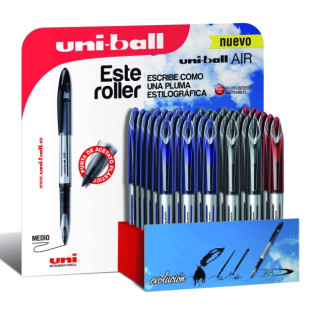 Uni-ball Air 188 Expositor de 36 Rollerballs - Punta de Bola 0.7mm - Escritura como Pluma Estilografica - Tinta Pigmentada Resi