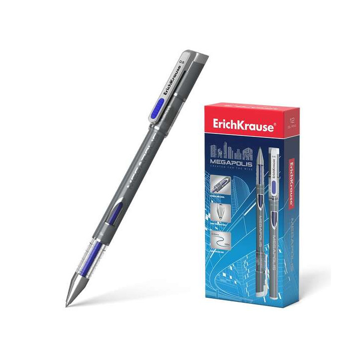 Erichkrause Megapolis Gel Boligrafo Tinta Gel - Punta de 0.5mm - Cuerpo Redondo Opaco - Ventanilla de Control de Tinta - Color