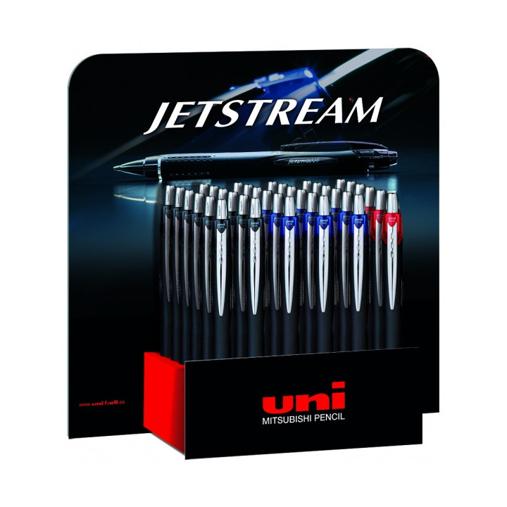 Uni-ball SXN-210 JetStream Expositor de 36 Boligrafos Retractiles - Punta de Bola 1mm - Tinta Pigmentada Resistente al Agua y L