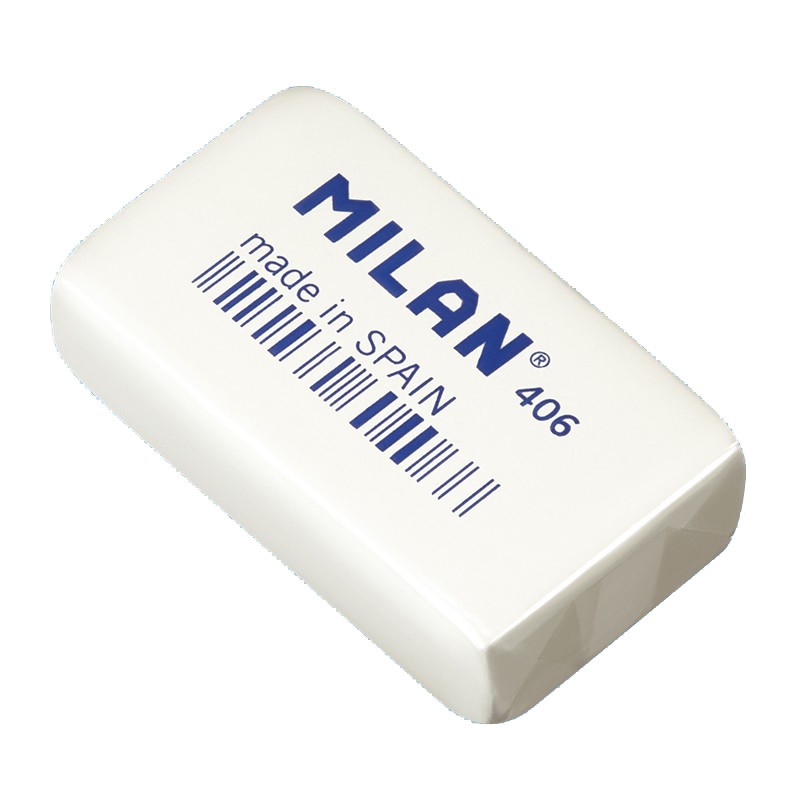 Milan 406 Goma de Borrar de Gran Tamaño Rectangular - Miga de Pan - Caucho Sintetico - Envuelta Individualmente - Color Blanco Milan 406 Goma de Borrar de Gran Tamaño Rectangular - Miga de Pan - Caucho Sintetico - Envuelta Individualmente - Color Blanco