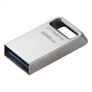 Kingston DataTraveler Micro Memoria USB 128GB - USB 3.2 Gen 1 - Ultracompacta y Ligera - Enganche para Llavero - Cuerpo Metalic