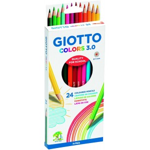 Giotto Colors 3.0 Pack de 24 Lapices Hexagonales de Colores - Mina 3 mm - Madera - Colores Surtidos