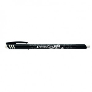 Tratto Cancellik Boligrafo de Bola - Tinta Borrable - Trazo 0.4mm - Doble Goma - Color Negro