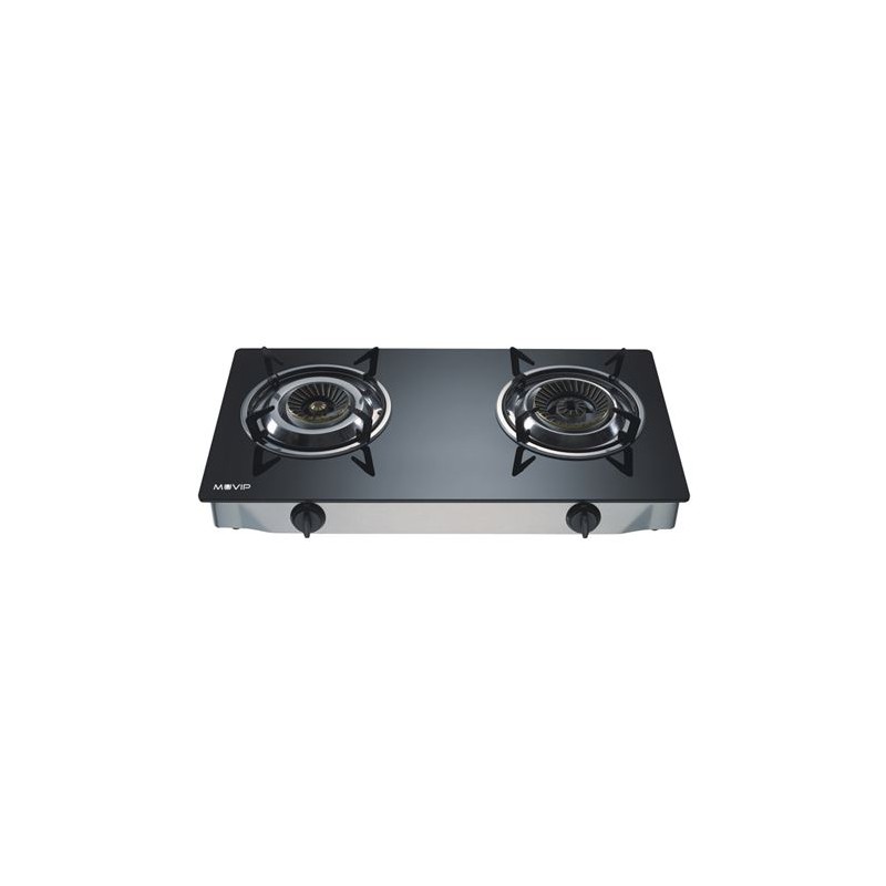 Muvip Cocina de Gas Inox 2 Fuegos - Cristal Templado - Encendido Piezoelectrico - Quemador de Hierro Fundido Desmontable Muvip Cocina de Gas Inox 2 Fuegos - Cristal Templado - Encendido Piezoelectrico - Quemador de Hierro Fundido Desmontable