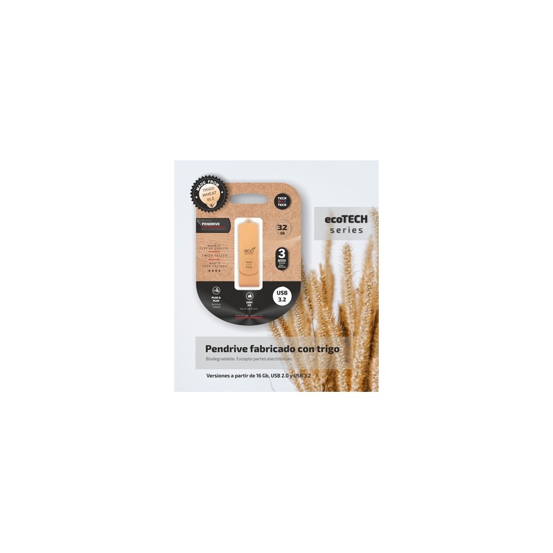 TechOneTech ecoTech Memoria USB 3.2 32GB (Pendrive) - Fabricado con Paja de Trigo TechOneTech ecoTech Memoria USB 3.2 32GB (Pendrive) - Fabricado con Paja de Trigo