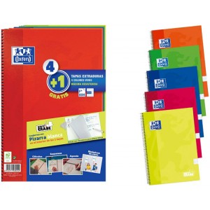 Pack 4+1 cuaderno espiral classic w-e folio 80 hojas 4x4 con margen colores vivos oxford 400122761