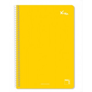 Cuaderno serie xtra 60gr.tapa contracolada folio (215x310mm.) 80 hojas cuadrícula 4x4 color amarillo pacsa 16050