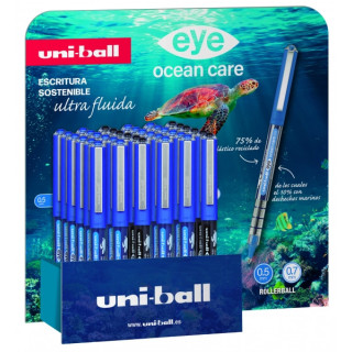 Uni-ball Eye Ocean Care UB150/157 Expositor de 36 Boligrafos - Punta de Bola 0.5mm - Tinta Pigmentada Resistente al Agua y Luz