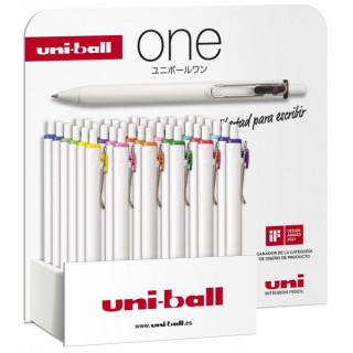 Uni-ball ONE UMN-S-07 Expositor de 36 Boligrafos de Tinta - Punta de Bola 0.7mm - Escritura Ultra Fluida - Agarre Suave y Comod