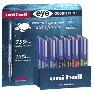 Uni-ball Eye Ocean Care UB-150ROP Expositor de 36 Boligrafos de Tinta Liquida - Punta de Bola 0.5mm - Tinta Pigmentada Resisten