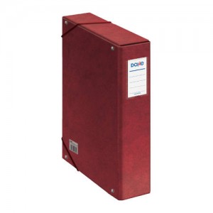 Cajas de proyectos cartón forrado lomo de 7 cm rojo con etiqueta 245x350x70 dohe 09737
