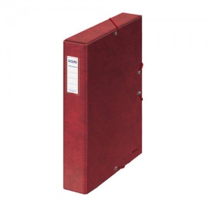 Cajas de proyectos cartón forrado lomo de 5 cm rojo con etiqueta 245x350x50 dohe 09729