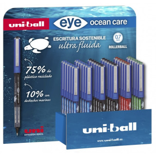 Uni-ball Eye Ocean Care UB-1570ROP Expositor de 36 Boligrafos de Tinta Liquida - Punta de Bola 0.7mm - Trazo 0.5mm - Tinta Pigm