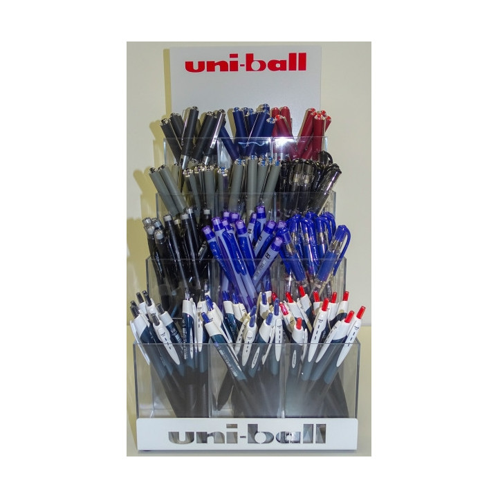 Uni-ball Expositor de 144 Articulos de Escritura Surtido - Gamas Variadas - Color Surtido