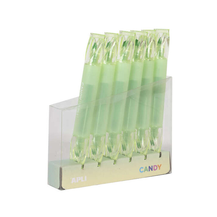 Apli Caramelo Pack de 6 Marcadores Doble Punta 5mm Plana y 2mm Redonda - Ideal para Agendas