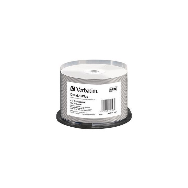 VERBATIM CD-R 700MB 52x DataLifePlus Wide Thermal Professional (Tarrina 50)