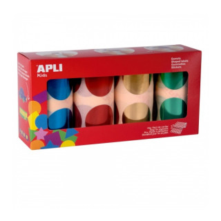 Apli Pack de 4 Rollos de Gomets Redondos Ø 45mm - 354 Gomets por Rollo - Adhesivo Permanente - 1416 Gomets en Total - Ideales
