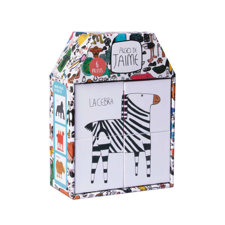 Apli Rompecabezas Infantil de 4 Cubos - Diseños de Animales - Medida 7x7cm - Desarrollo de Habilidades - Ilustrado por Jaime c