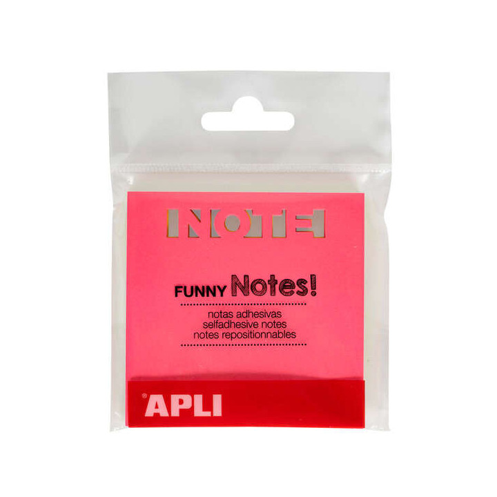 Apli Notas Adhesivas Troquelado Note 75x75mm Bloc 75 Hojas - 3 Colores Surtidos Fluorescentes - Ultra Adhesivas - Color Surtido