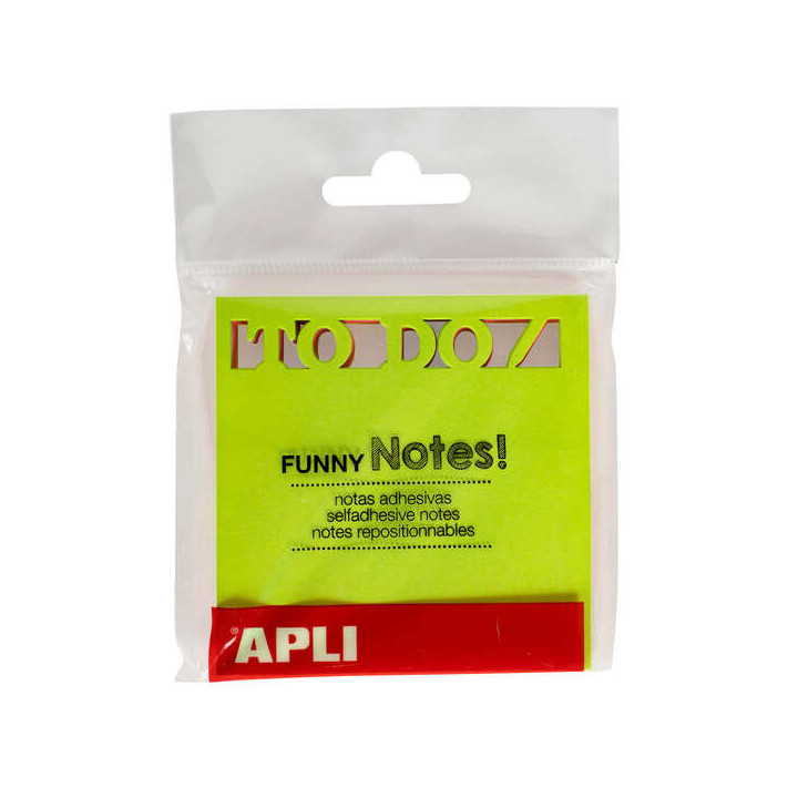 Apli Bloc de 75 Notas Adhesivas Troqueladas To Do 75x75mm - Ideal para Organizar Tareas - 3 Colores Surtidos Fluorescentes