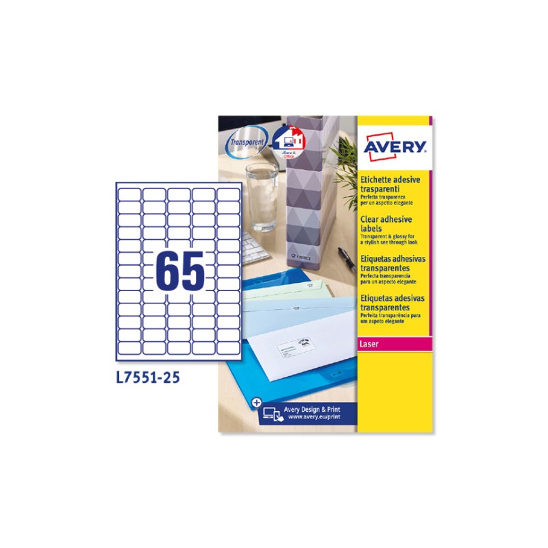 Paquete 25 hojas mini etiquetas transparentes-impresoras láser-38