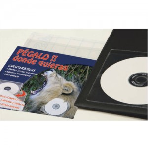 Caja 100 fundas adhesivas cd/dvd pvc cristal 100 micras iberplas 479acd100