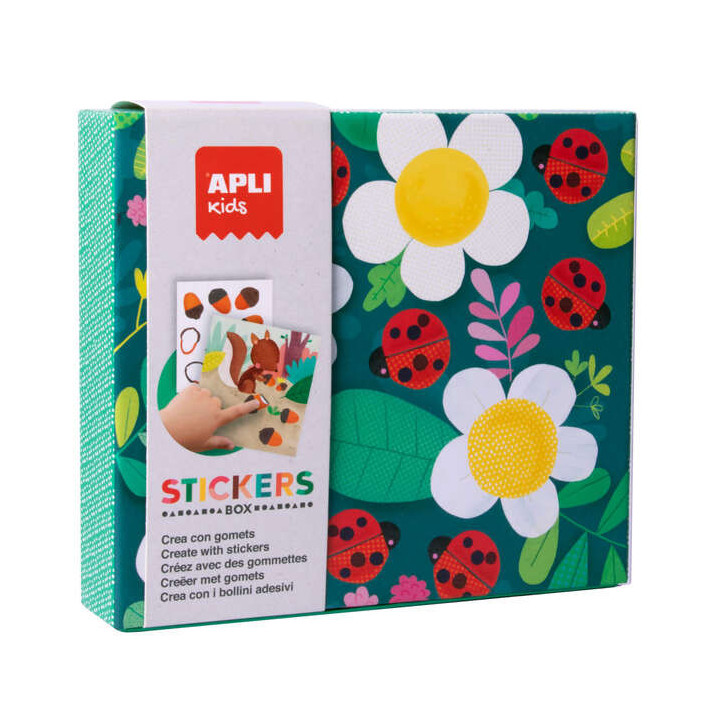 Apli Kids Juegos de Gomets Mariquita - 8 Laminas Ilustradas de 200G - 8 Hojas de Gomets Removibles Geometricos - Alto Valor Did