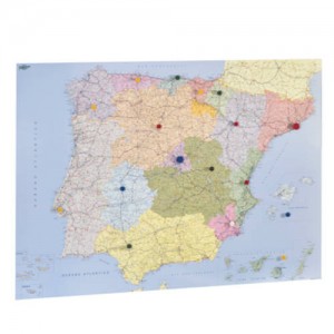Mapa españa y portugal plastificado sin marco enrollado 103x129 cm. faibo 153g