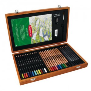 Maletin de madera con 35 piezas para dibujo colores surtidos derwent 2300147