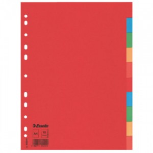 Separador de carton con 10 posiciones formato a4 colores vivos esselte 100201