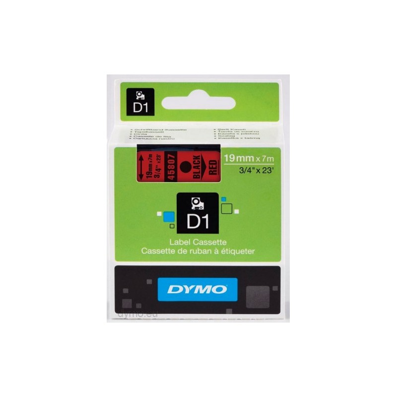 Cinta rotuladora d1 19mmx7m negro/rojo dymo s0720870