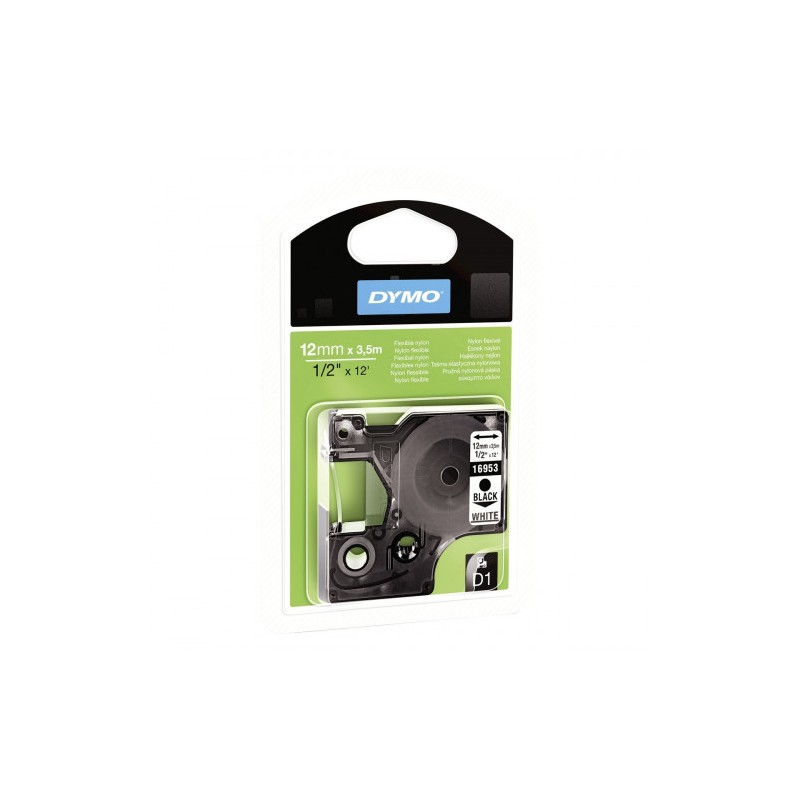 Cinta rotuladora d1 12mmx3.5m nylon negro/blanco dymo s0718040