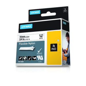 Cinta rotuladora rhinopro nylon 19mmx3.5m negro/blanco dymo 18489 Cinta rotuladora rhinopro nylon 19mmx3.5m negro/blanco dymo 18489
