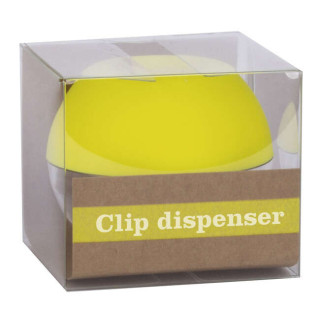 Apli Fluor Collection Dispensador de Clips - Ø 70x60 mm - Tapa Magnetica "Soft Touch" - Incluye 50 Clips Amarillo Fluorescente