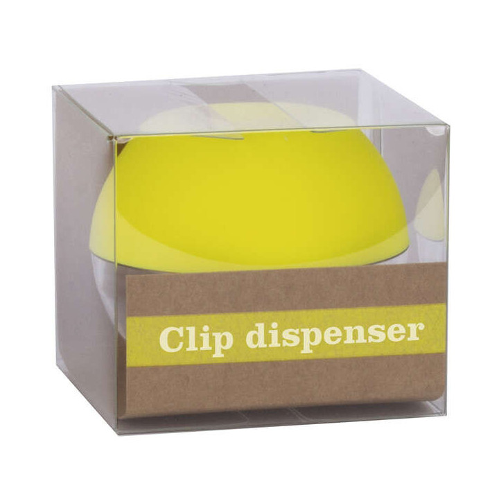 Apli Fluor Collection Dispensador de Clips - Ø 70x60 mm - Tapa Magnetica "Soft Touch" - Incluye 50 Clips Amarillo Fluorescente