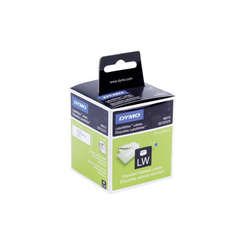 Caja 2 rollos etiqueta permanente 89x28mm. blanco dymo s072370
